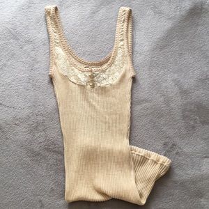 Free People Tank with Lace and Button Detail